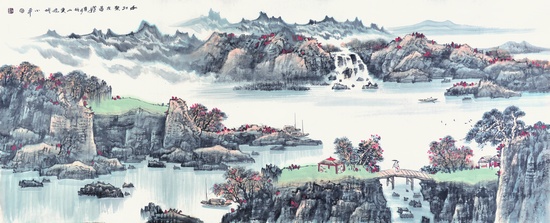 Friends Gathering by River in Autumn